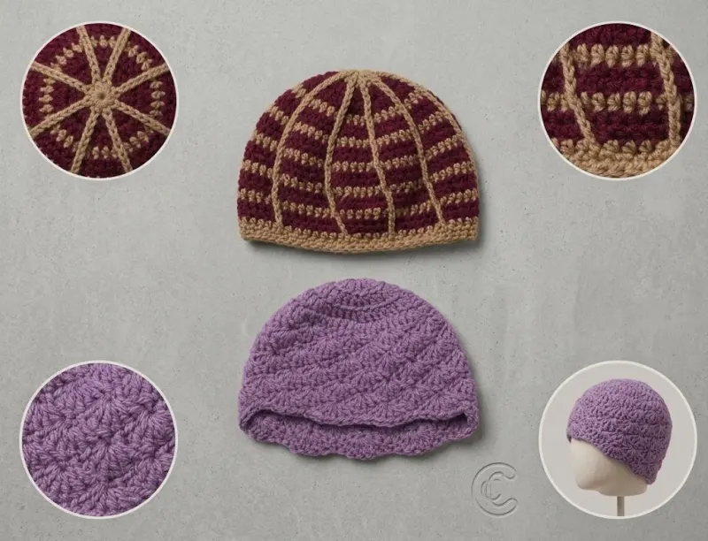 Maroon and Lilac Caps