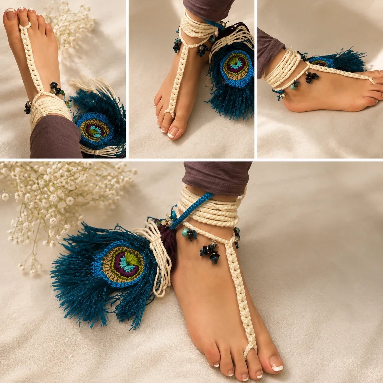 Peacock Barefoot Sandals