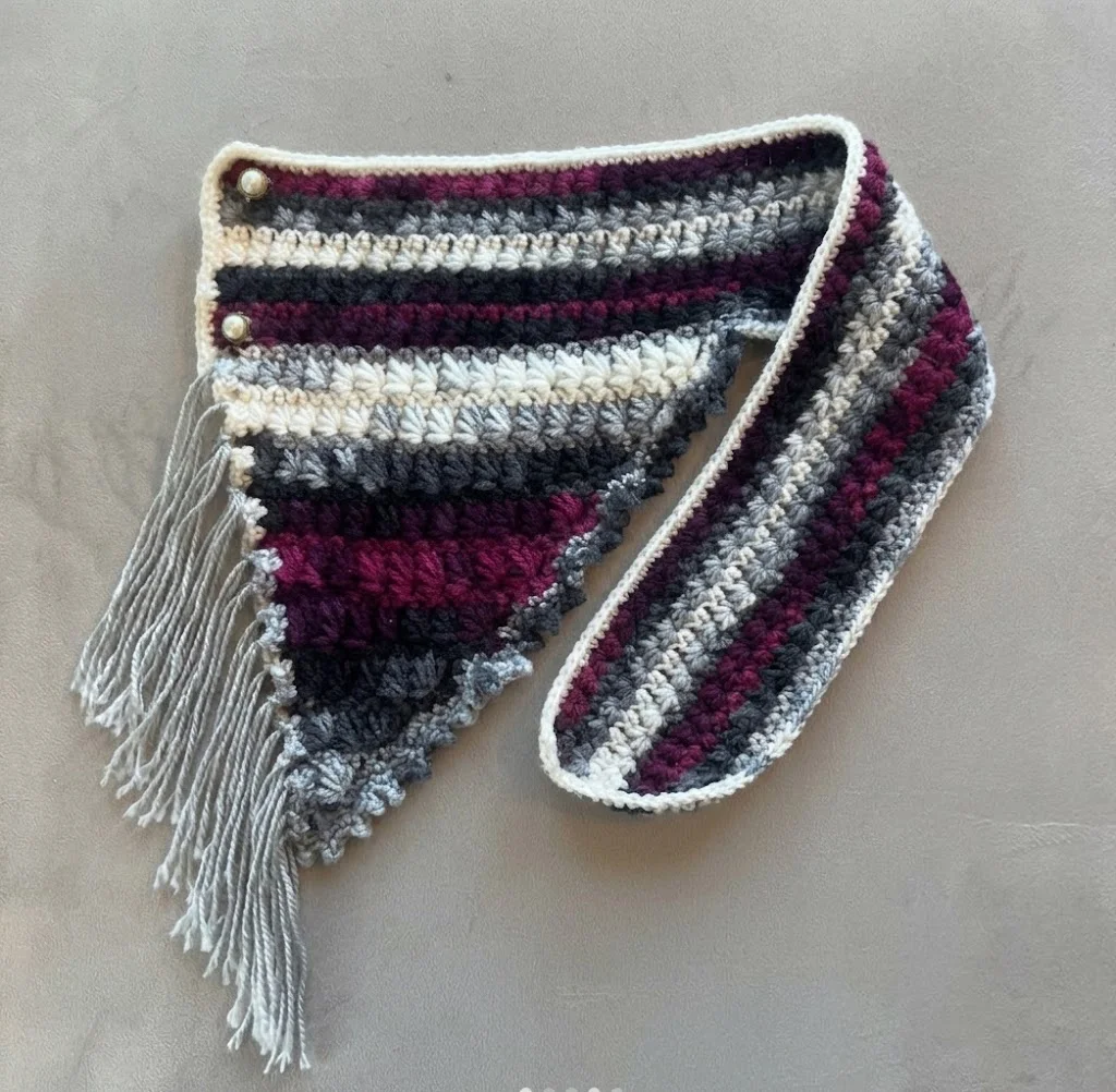 Pearl Button Neck Scarf 2
