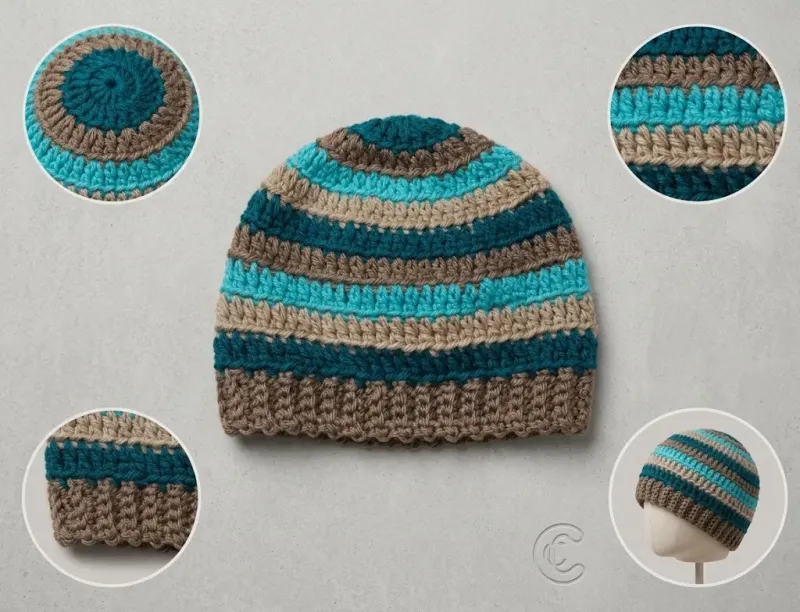 Striped Teal Beanie